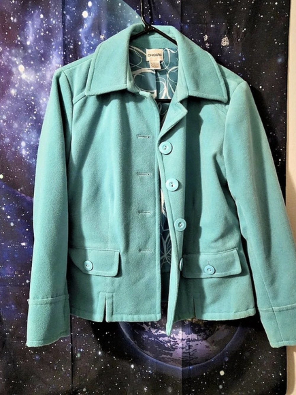 Chico's Teal Blazer Jacket Size 1 Like New